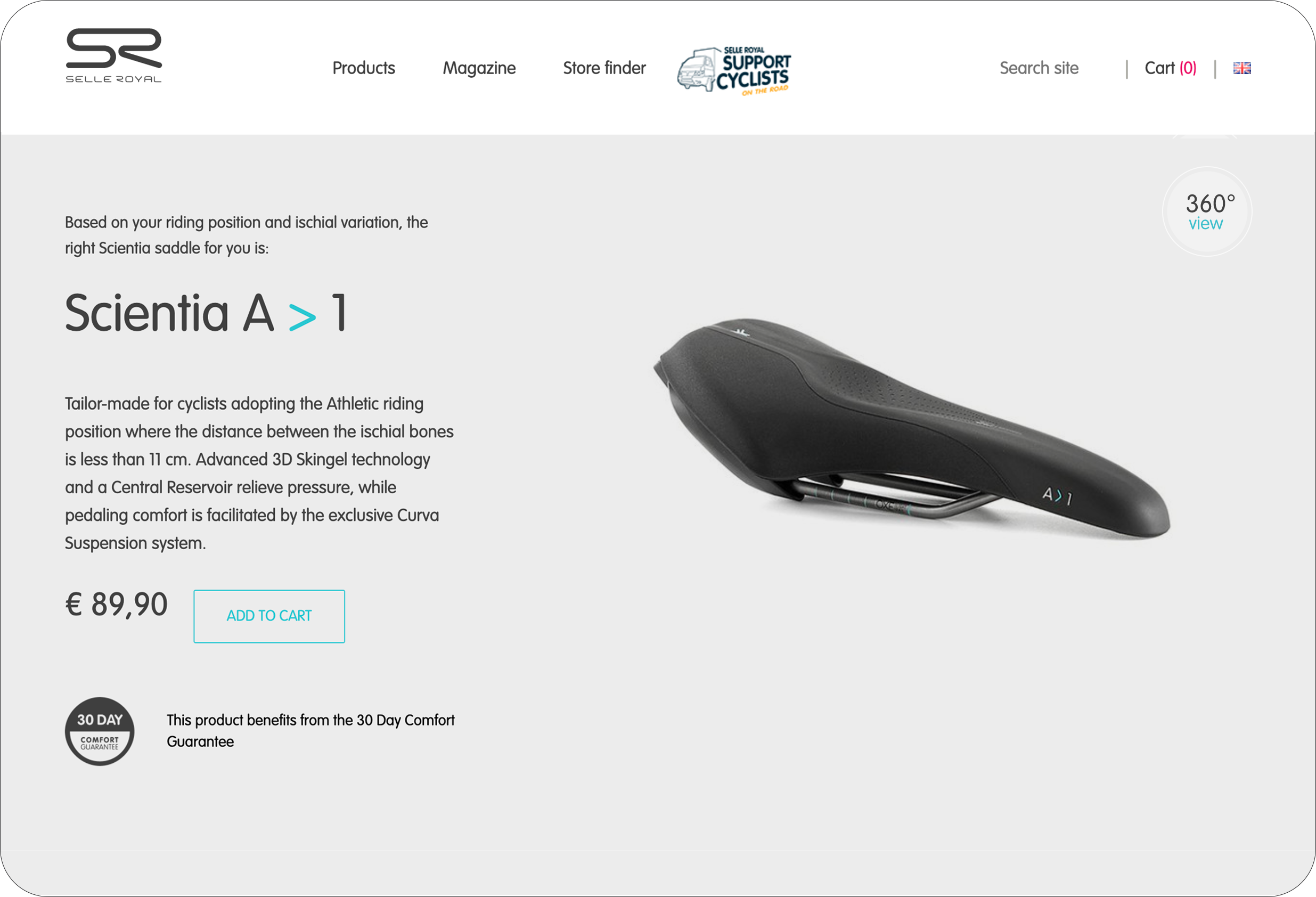 Product Information in Selle Royale e-commerce
