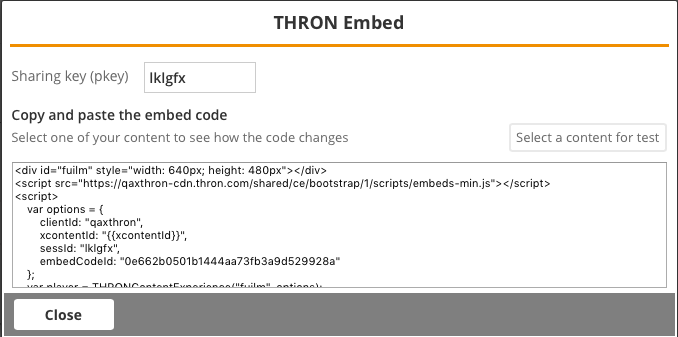 How to create an embed code via API